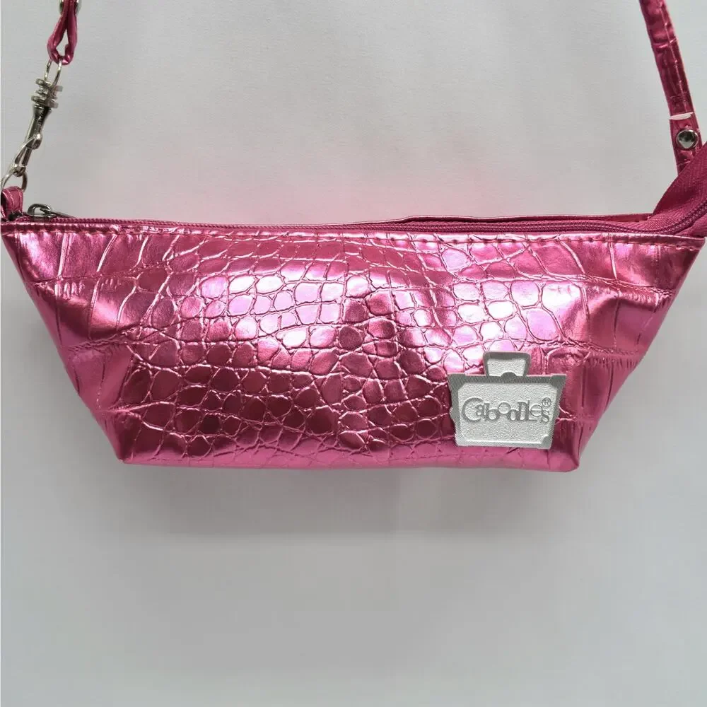 Y2K Caboodles Pink Metallic Alligator Embossed Mini Make Up Bag Barbie Coquette